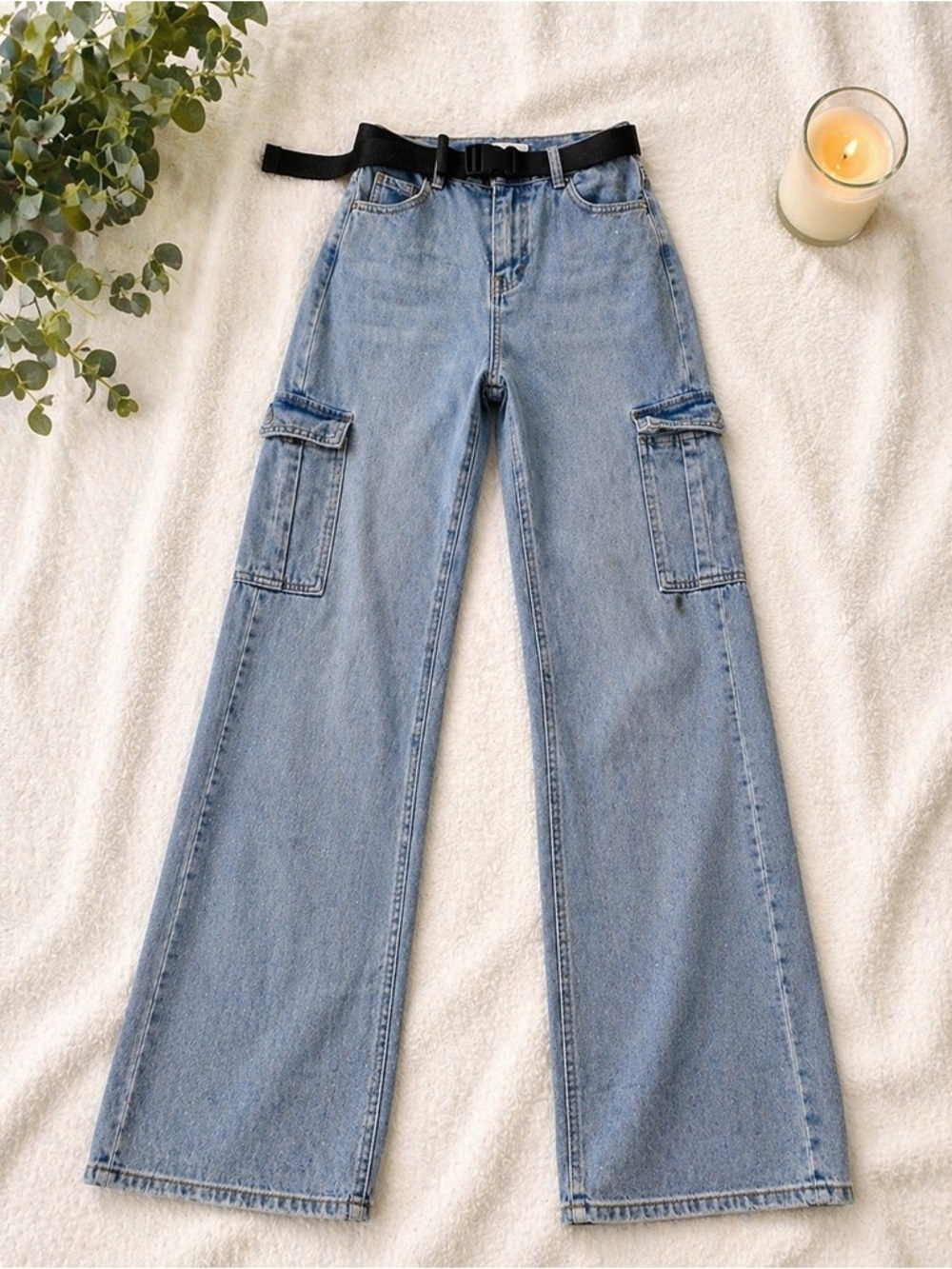 PacSun Cargo Jeans Size 25 High Rise Straight Leg Utility Denim